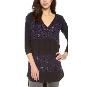 Free People - Alpaca/Wool Sequin Sweater in Deep Navy & Black Size Small